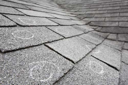 Hail damaged shingles